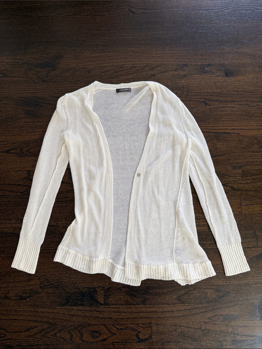 Christopher Fischer Women’s Light Cream Open-Front Sweater Cardigan Size Medium
